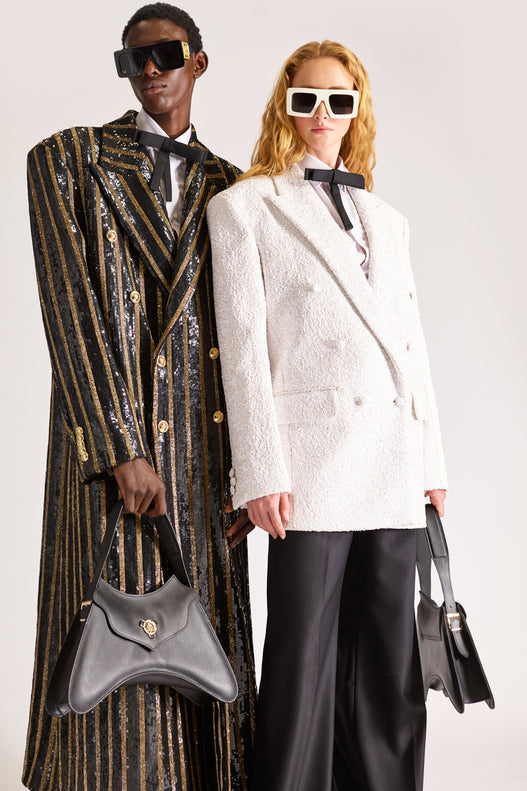 Hand-Embroidered Double Breasted Wool Overcoat