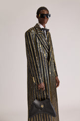 Hand-Embroidered Double Breasted Wool Overcoat