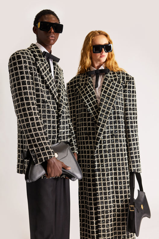 Hand-Embroidered Double Breasted Wool Blazer