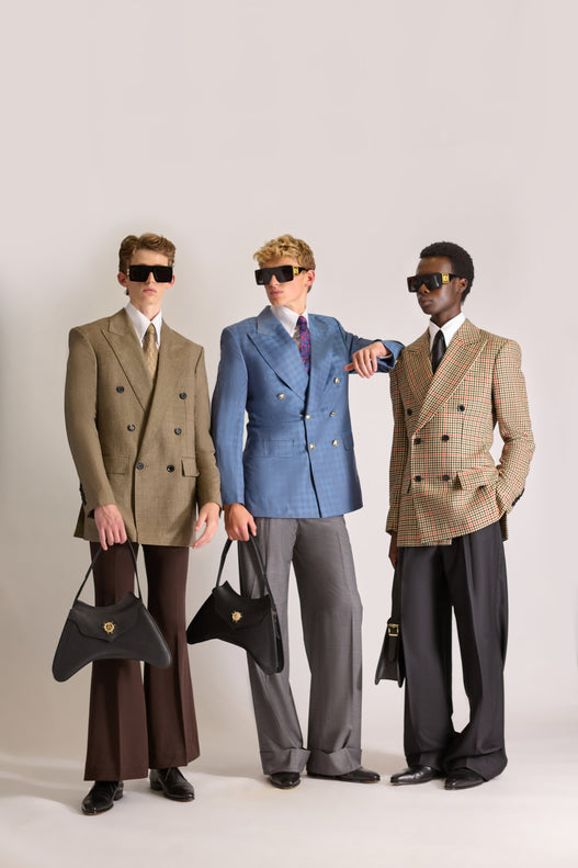 Tailored Doubled Breasted Check Wool Suit
