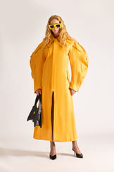 tailored leather shirt collar zip up long coat