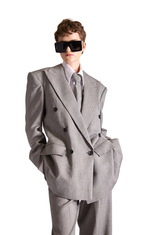 Peak Lapel Double Breasted Wool Blazer