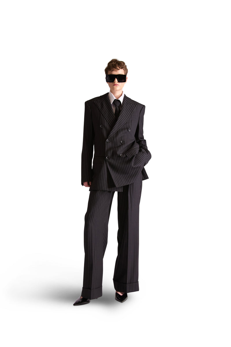 Pinstripe Double Breasted Wool & Cashmere Suit