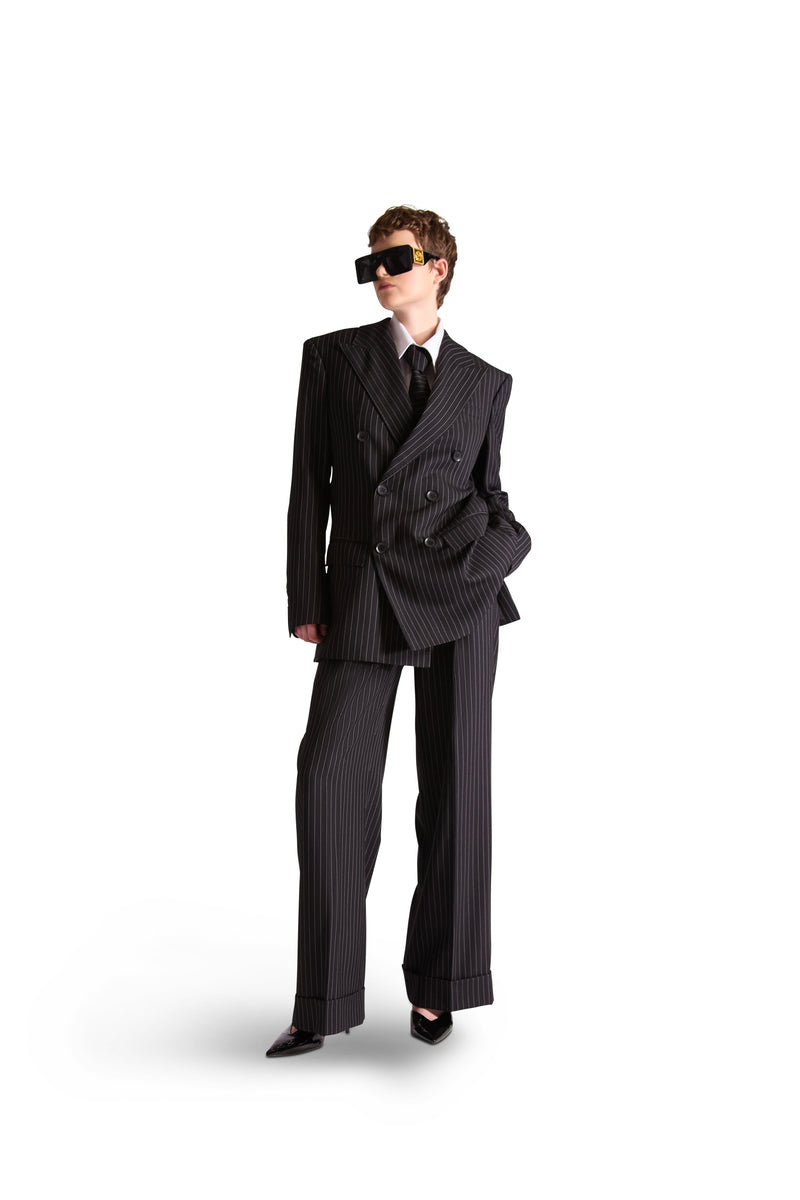 Pinstripe Double Breasted Wool & Cashmere Suit