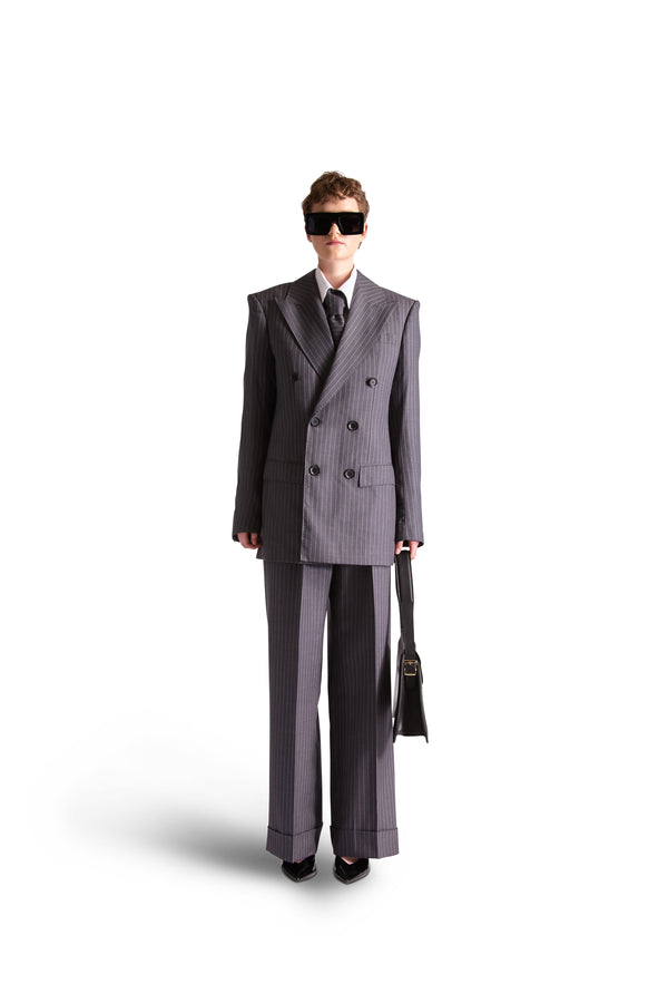 Tailored Wool & Cashmere Pinstripe Trousers