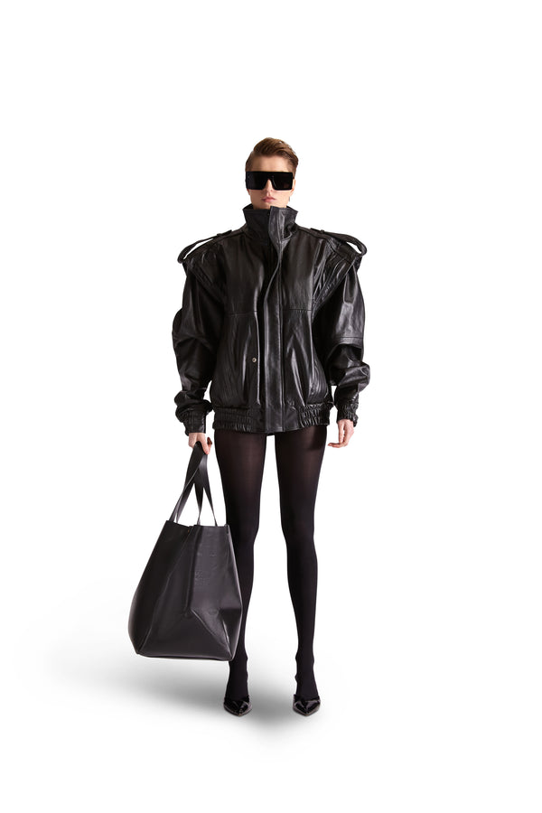 Tailored Leather Zip Up Jacket