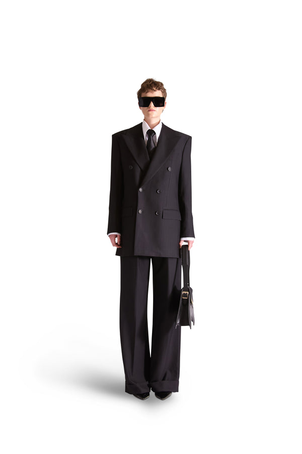 Tailored Self Stripe Wool & Cashmere Trouser