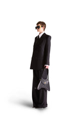 Peak Lapel Double Breasted Pinstripe Wool Blazer