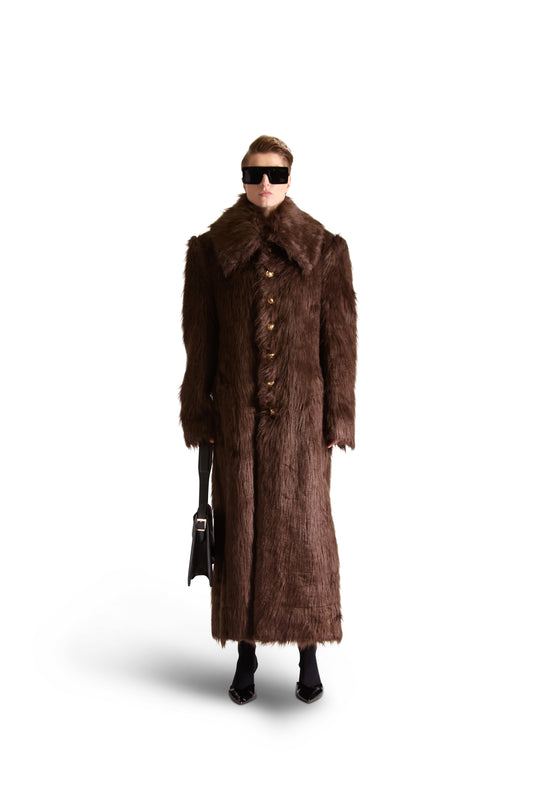 Shirt Collar Single Breasted Fur Coat