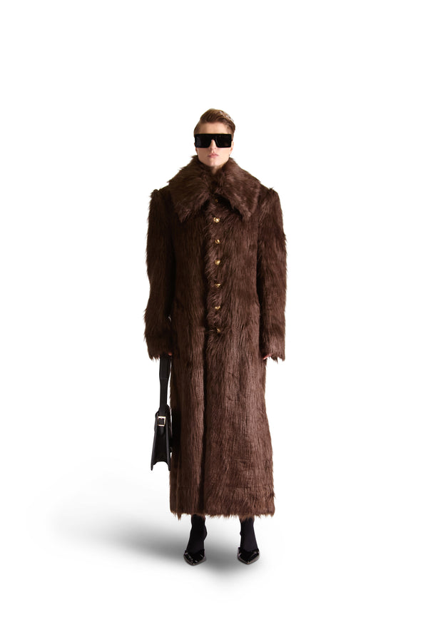 Shirt Collar Single Breasted Fur Coat