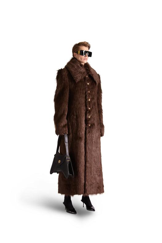 Shirt Collar Single Breasted Fur Coat