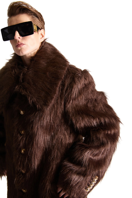 Shirt Collar Single Breasted Fur Coat