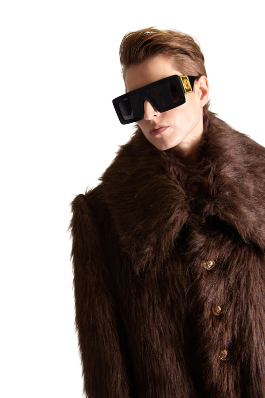 Shirt Collar Single Breasted Fur Coat