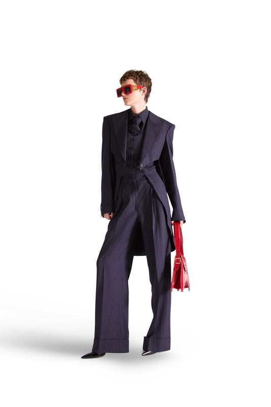 Tailored Wool Pinstripe Trousers