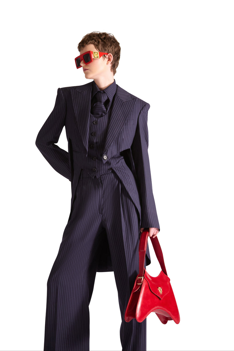Pinstripe Wool & Cashmere Tail Waistcoat