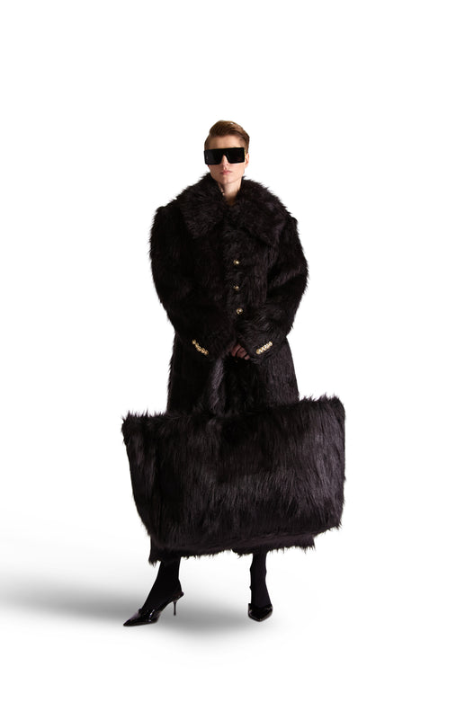 Shirt Collar Single breasted Fur Long Coat