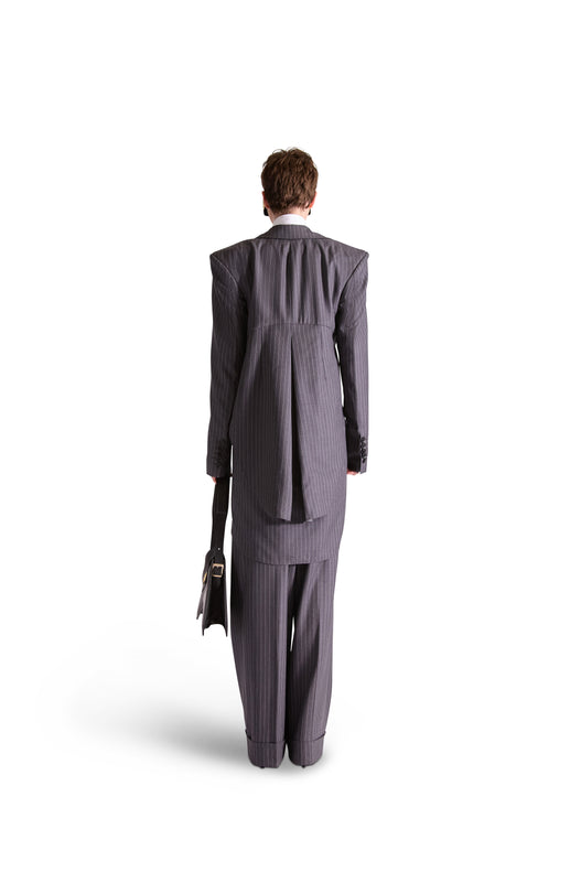 Pleated Pinstripe Wool Trousers