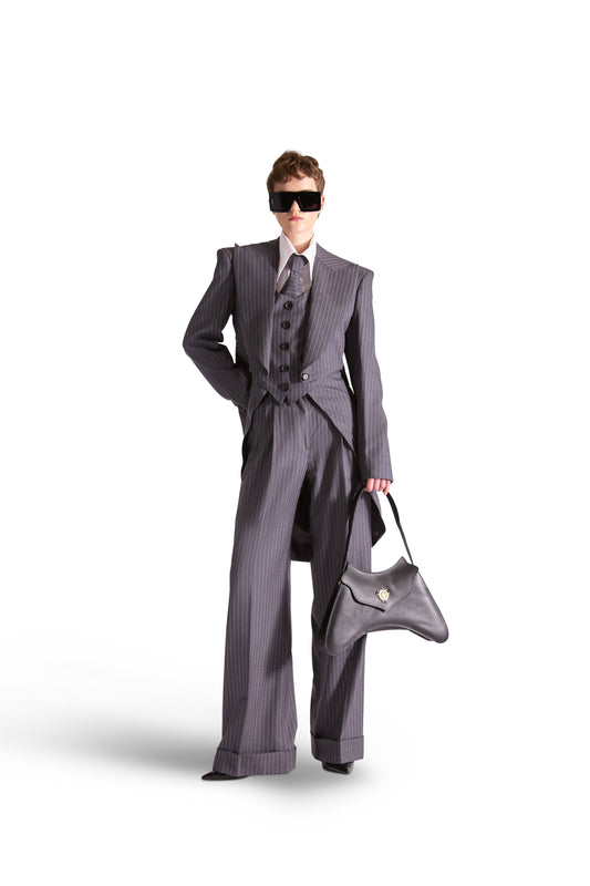 Single Breasted Pinstripe Tail Waistcoat
