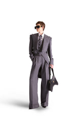 Pleated Pinstripe Wool Trousers