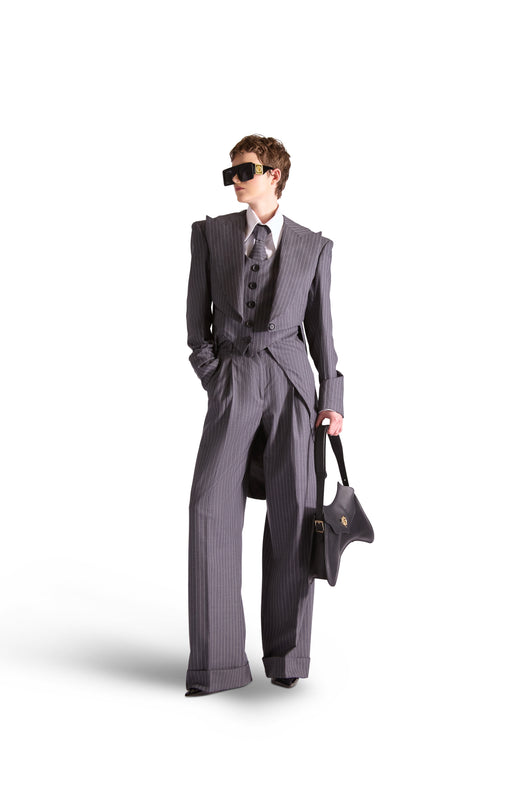Pleated Pinstripe Wool Trousers