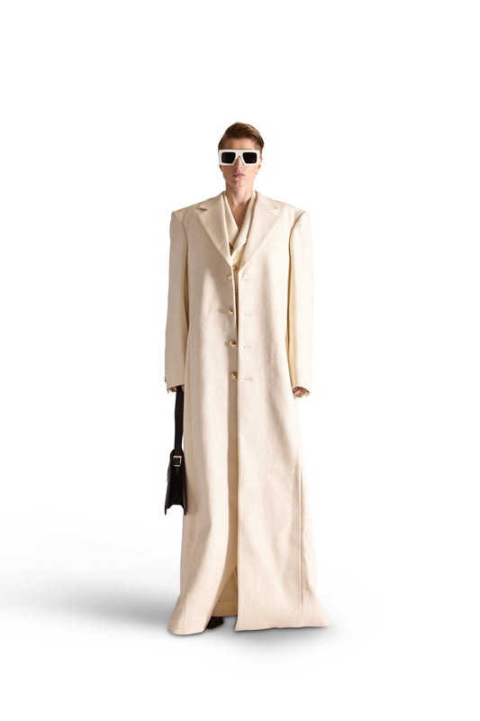 Notch Lapel Single Breasted Wool Overcoat