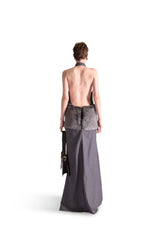 Sleeveless Backless Fur Pinstripe Dress
