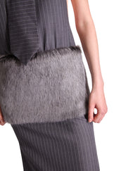 Sleeveless Backless Fur Pinstripe Dress