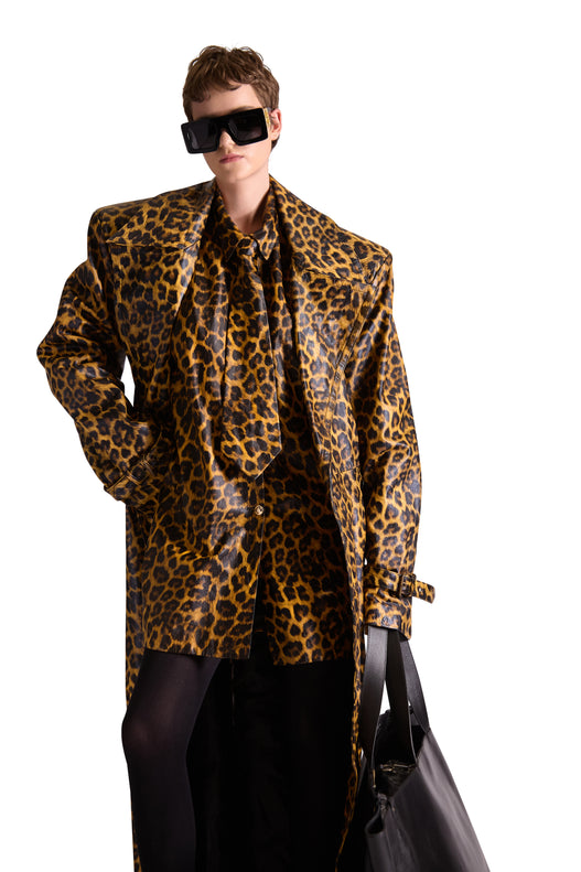 Tailored Animal Print Leather Shirt