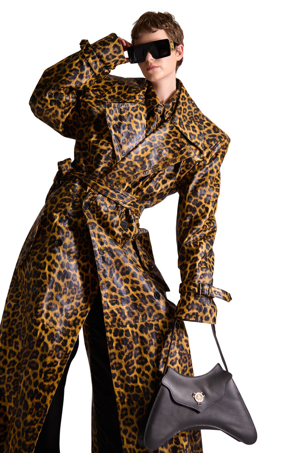 Tailored Animal Print Leather Tie