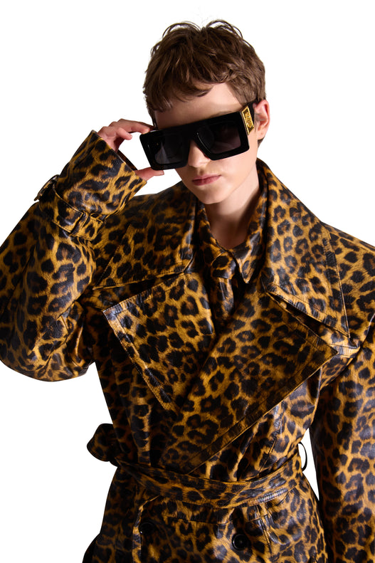 Tailored Animal Print Leather Shirt