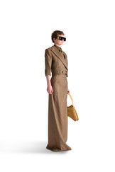 Tailored Wool Long Check Skirt