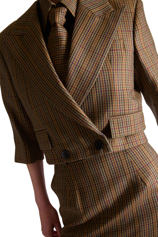 Tailored Wool Long Check Skirt