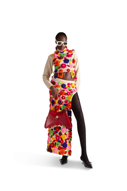Hand Knit Wool Slit Skirt