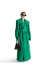 Double Breasted Belted Suede Long Coat