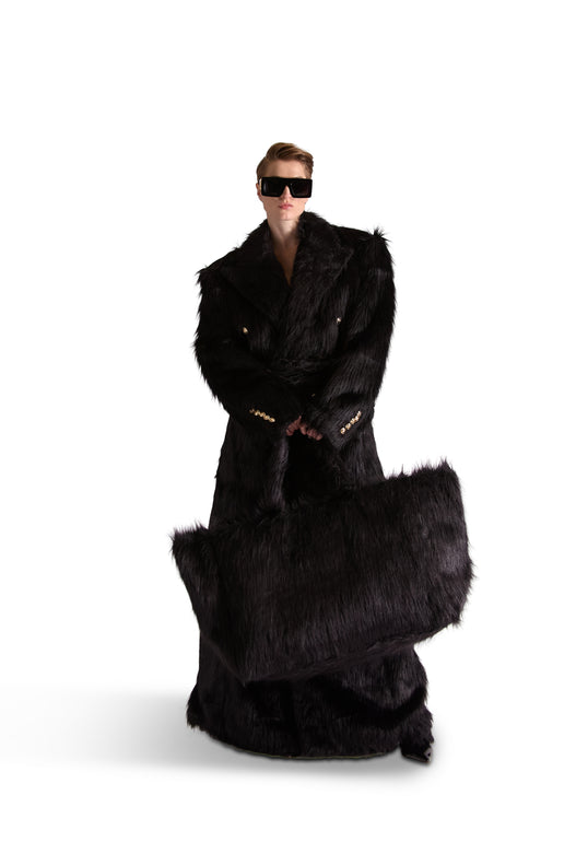 Peak Lapel Double Breasted Fur Coat