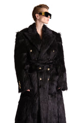 Peak Lapel Double Breasted Fur Coat