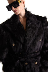 Peak Lapel Double Breasted Fur Coat