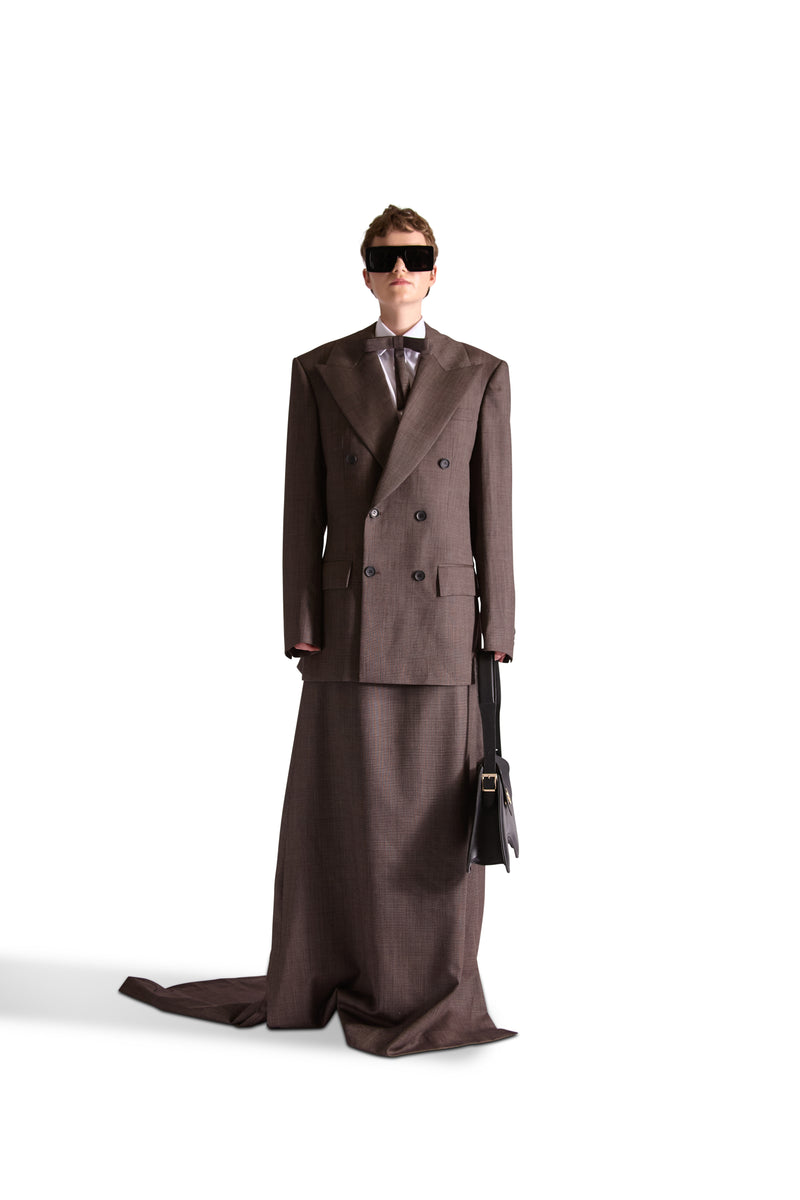 Double Breasted Wool Tail Skirt Suit