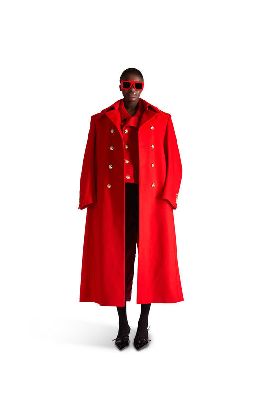 Shirt Collar Double Breasted Wool Overcoat