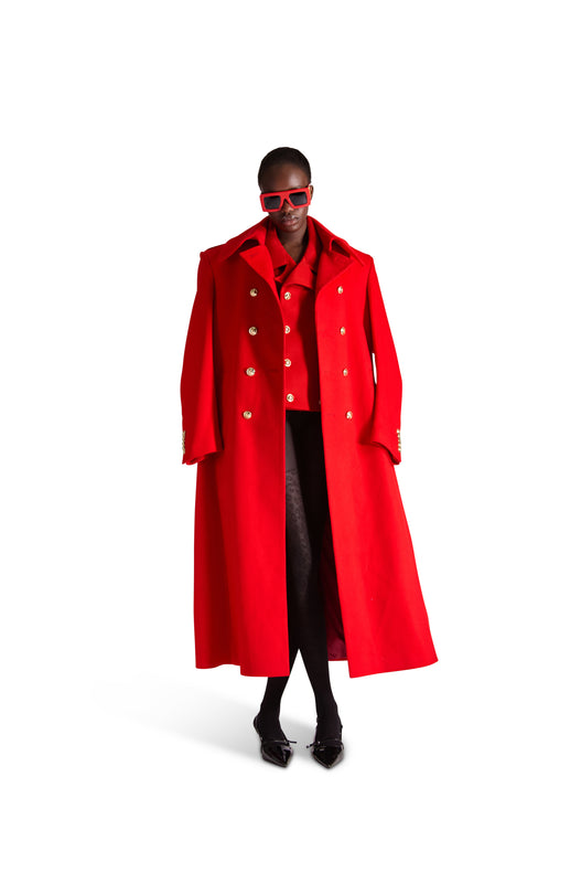Shirt Collar Double Breasted Wool Overcoat