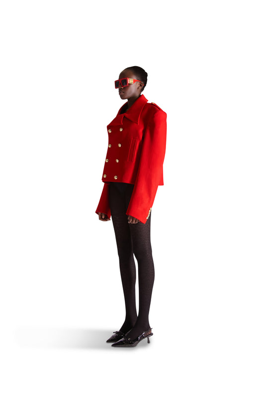 Shirt Collar Double Breasted Wool Jacket
