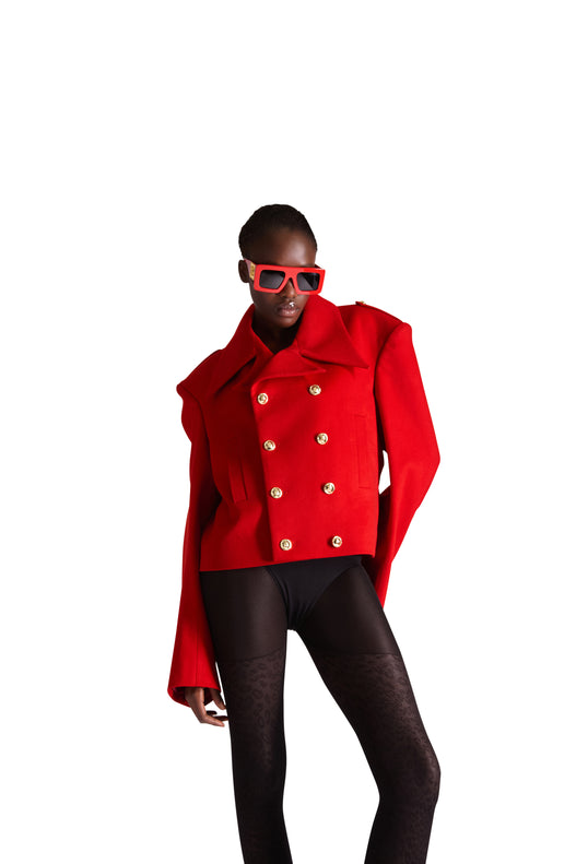 Shirt Collar Double Breasted Wool Jacket