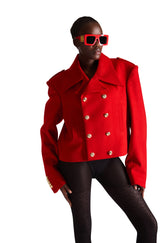 Shirt Collar Double Breasted Wool Jacket