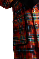 Shawl Lapel Single Breasted Check Wool long coat
