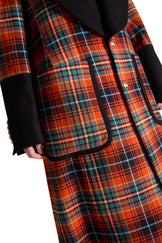 Shawl Lapel Single Breasted Check Wool long coat