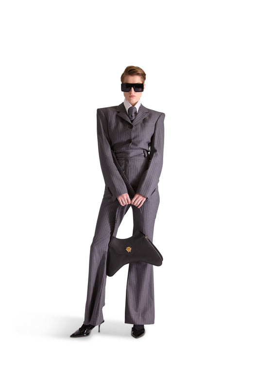 Tailored Notch Lapel Pinstripe Jumpsuit