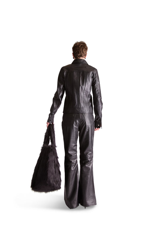 Tailored Leather Flared Trousers