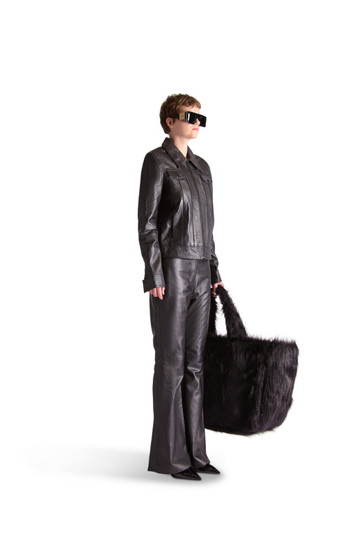 Tailored Leather Flared Trousers