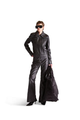Tailored Leather Flared Trousers