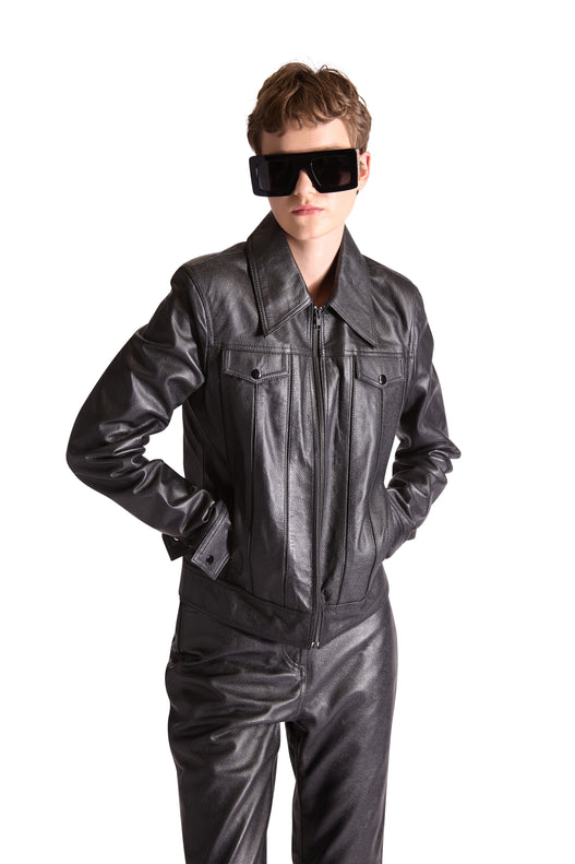 Tailored Leather Flared Trousers